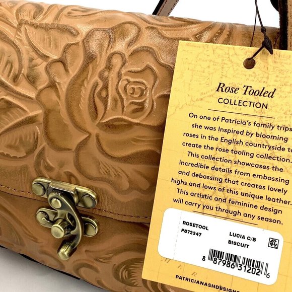 Patricia Nash Lucia Crossbody Shoulder Bag Tooled Biscuit Tan Leather NWT $189 - Picture 2 of 5